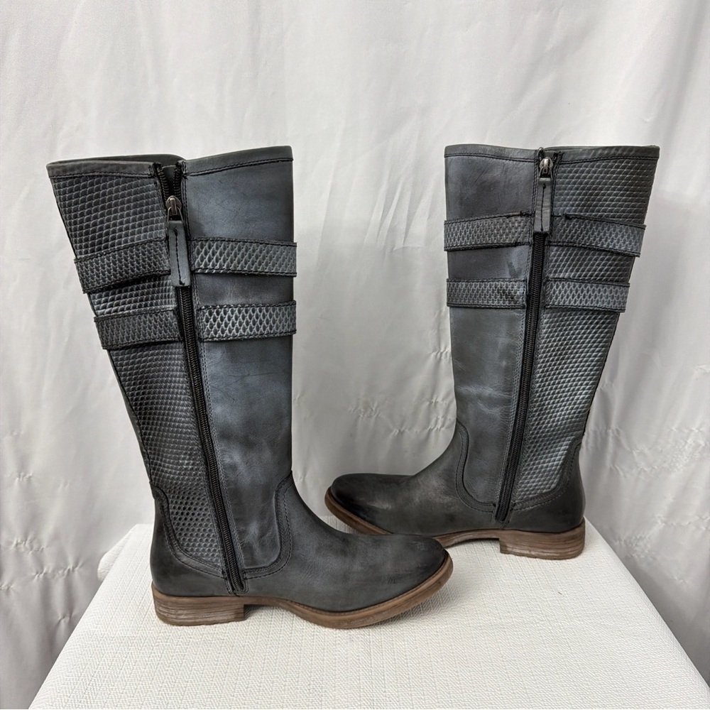 Roan By Bed Stu Date Grey Napa White Tall Leather Boot Women's Size 8 - Picture 10 of 12